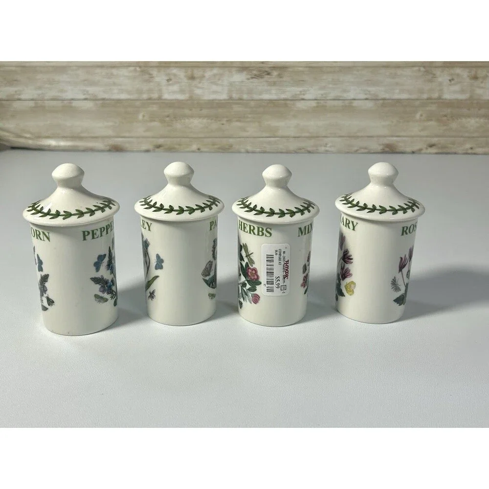 Portmeirion Botanic Garden Set of 4 Ceramic Herb & Spice Jars